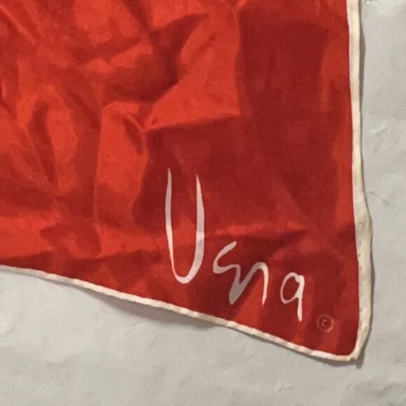 Vintage Vera Neumann Scarf - Signed - Red Orange Yellow Abstract - 27" - Picture 2 of 7